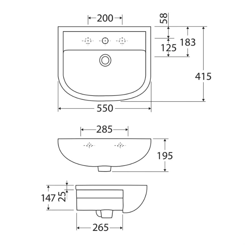 Fienza Rak Gloss White Compact Semi Recessed Basin