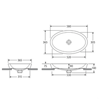 Fienza Rak Resort Gloss White Semi Inset Basin, Oval ,
