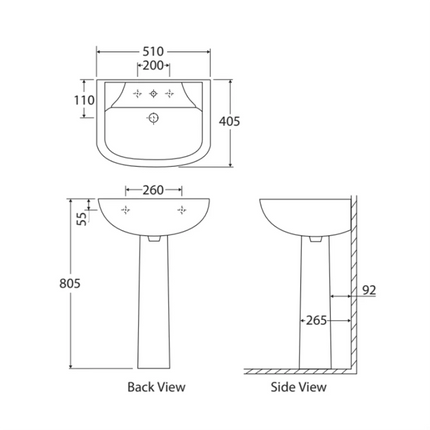 Fienza Rak Lara Gloss White Pedestal Basin ,