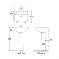 Fienza Rak Lara Gloss White Pedestal Basin ,