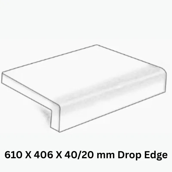 Outdoor Stone Silver Travertine Tumbled Drop Edge 610X406X40/20 ∣ 610X406X70/30mm