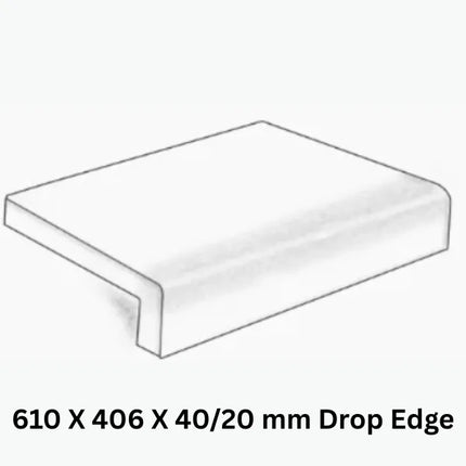 Outdoor Stone Ivory Travertine Tumbled Drop Edge 610X406X40/20 ∣ 610X406X70/30mm