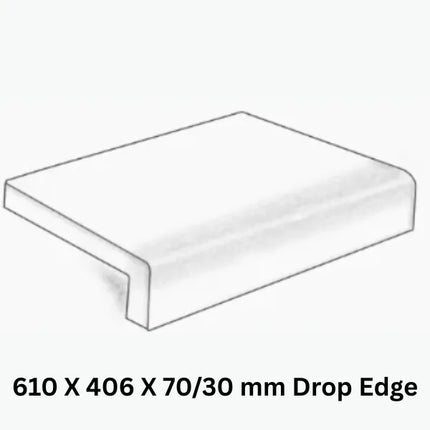 Outdoor Stone Ivory Travertine Tumbled Drop Edge 610X406X40/20 ∣ 610X406X70/30mm