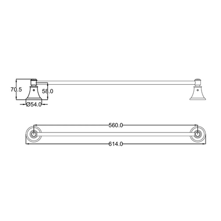 Ikon Clasico Single Towel Rail Brushed Nickel, 2 Sizes