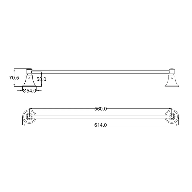 Ikon Clasico Single Towel Rail Brushed Gold, 2 Sizes