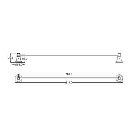 Ikon Clasico Single Towel Rail Brushed Nickel, 2 Sizes