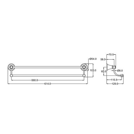 Ikon Clasico Double Towel Rail Chrome, 2 Sizes