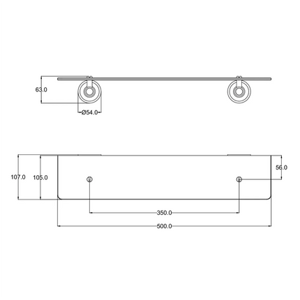 Ikon Clasico Glass Shelf Matt Black