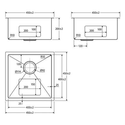 Fienza Hana Top/Undermount Stainless Steel Anti-Scratch Single Kitchen Sink, Gun Metal Grey, 32L