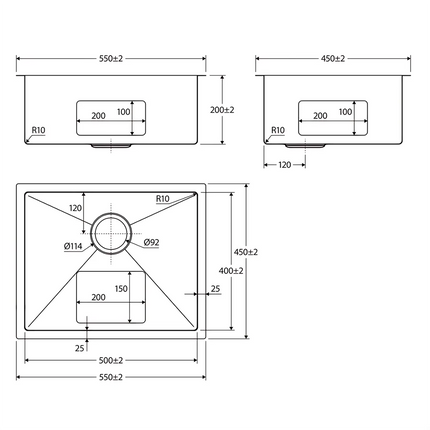 Fienza Hana Top/Undermount Stainless Steel Anti-Scratch Single Kitchen Sink, 40L