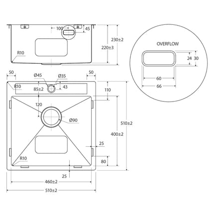 Fienza Hana Stainless Steel Laundry Sink, 42L, 1 Tap Hole