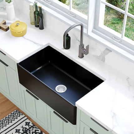 Fienza Benson Single Large Butler Sink Matte Black ,