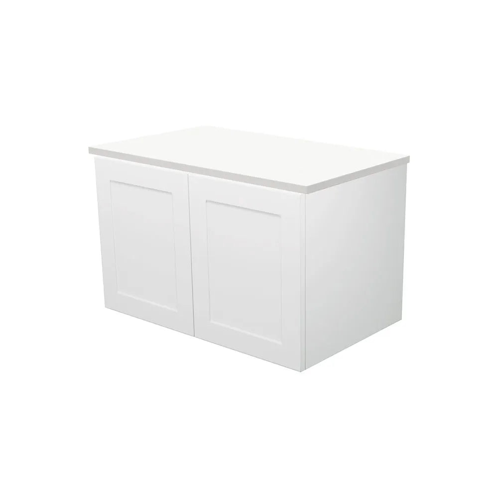 Fienza Mila Satin White 750 Shaker Front Wall-Hung Cabinet Left Drawer