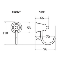 Fienza Lillian Brushed Nickel Single Robe Hook ,