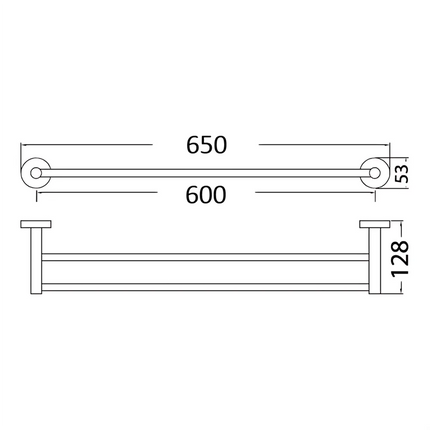 Otus Double Towel Rail Brushed Nickel, 2 Sizes