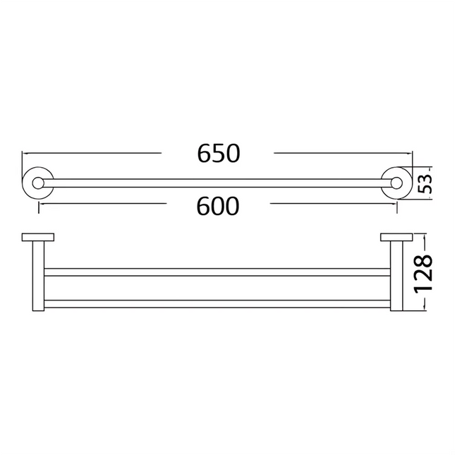 Otus Double Towel Rail Brushed Nickel, 2 Sizes