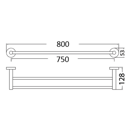 Otus Double Towel Rail Matt Black, 2 Sizes