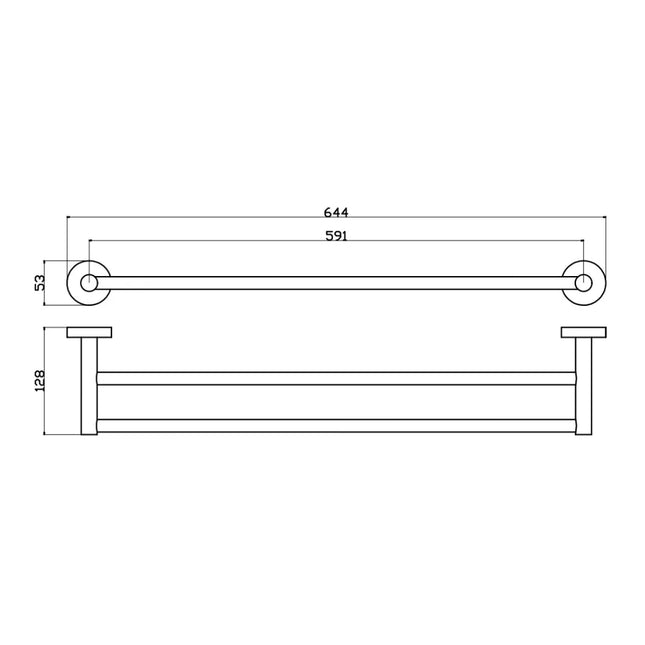 Otus Double Towel Rail Brushed Gold, 2 Sizes