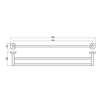 Otus Double Towel Rail Chrome, 2 Sizes