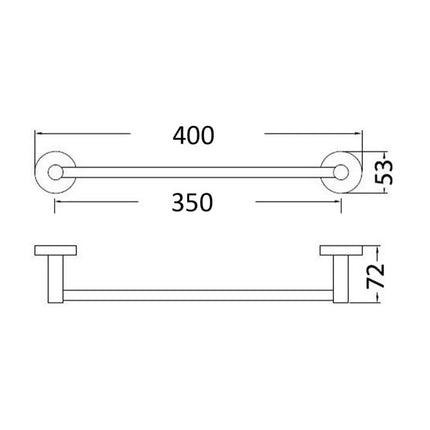 Otus Single Towel Rail 350mm Chrome