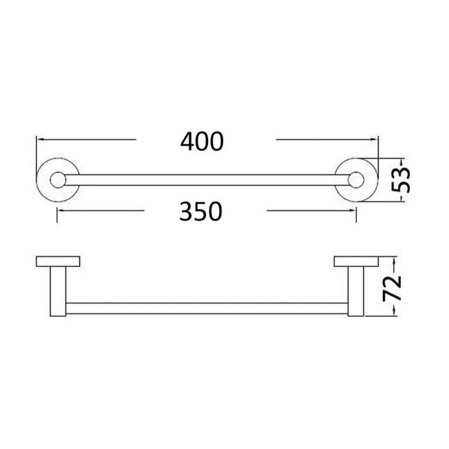 Otus Single Towel Rail 350mm Chrome