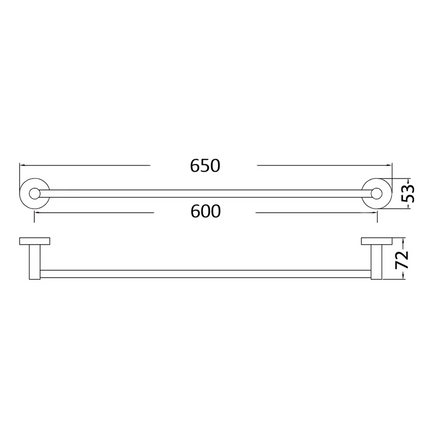 Otus Single Towel Rail Chrome, 2 Sizes