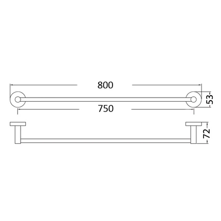 Otus Single Towel Rail Chrome, 2 Sizes