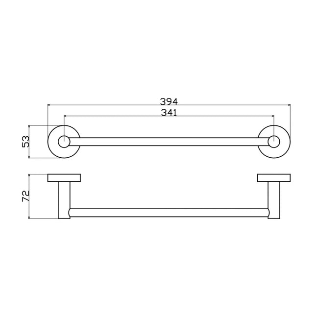 Otus Single Towel Rail Brushed Nickel, 3 Sizes