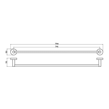 Otus Single Towel Rail Brushed Nickel, 3 Sizes