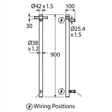 Fienza Isabella Vertical Heated Towel Rail 100 x 900mm Brushed Nickel ,