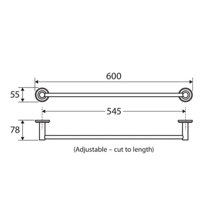 Fienza Kaya 600mm Chrome Single Towel Rail ,