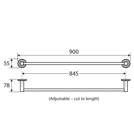 Fienza Kaya 900mm Brushed Copper Single Towel Rail