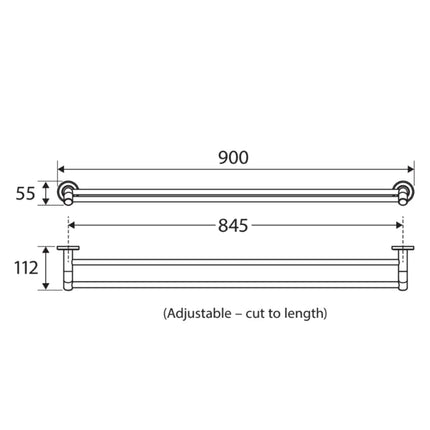 Fienza Kaya 900mm Brushed Nickel Double Towel Rail ,