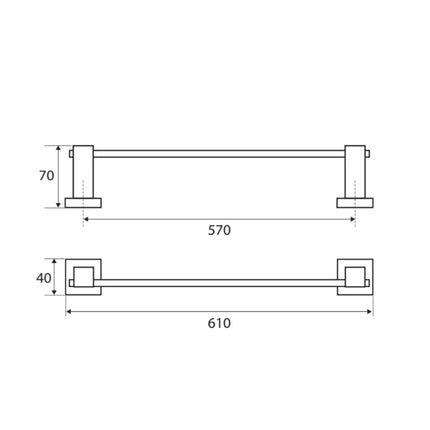 Fienza Modena 600mm Chrome Single Towel Rail ,