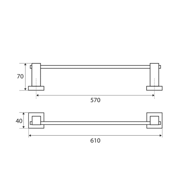 Fienza Modena 600mm Chrome Single Towel Rail ,