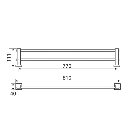 Fienza Modena 800mm Chrome Double Towel Rail ,