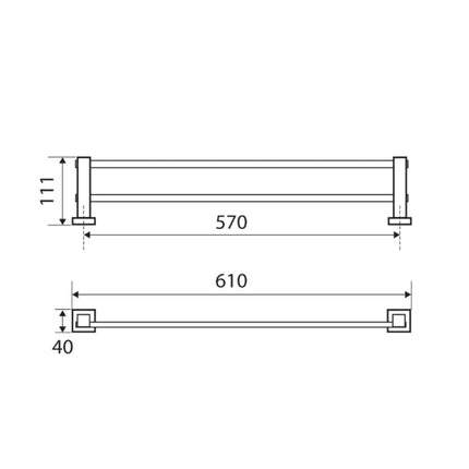Fienza Modena 600mm Chrome Double Towel Rail ,