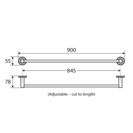 Fienza Axle 900mm Brushed Nickel Single Towel Rail ,