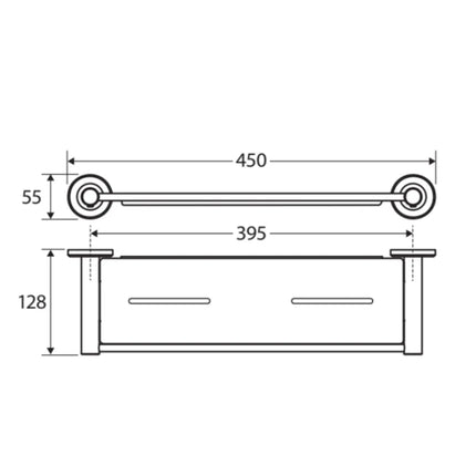 Fienza Axle Gun Metal 450mm Shower Shelf ,