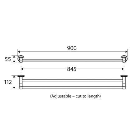 Fienza Axle 900mm Chrome Double Towel Rail ,