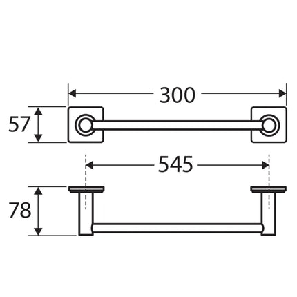 Fienza Sansa Single Towel Rail 300mm Brushed Copper