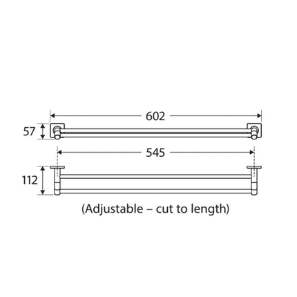 Fienza Sansa 600mm Chrome Double Towel Rail ,