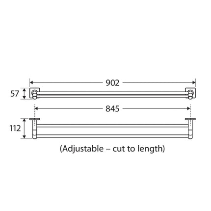 Fienza Sansa 900mm Gold Double Towel Rail ,