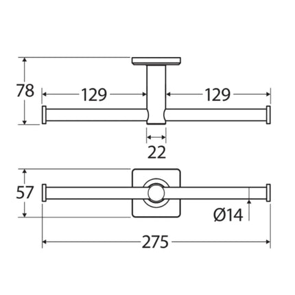 Fienza Sansa Brushed Nickel Double Toilet Roll Holder ,