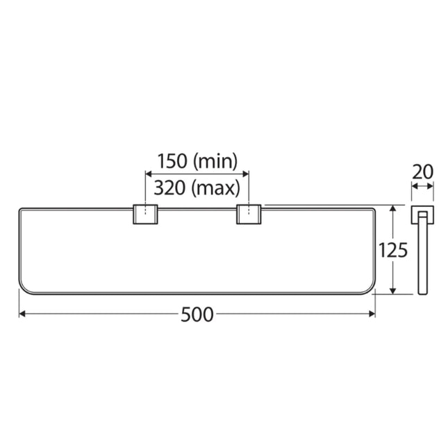 Fienza Tono Glass Shelf 500mm Chrome ,