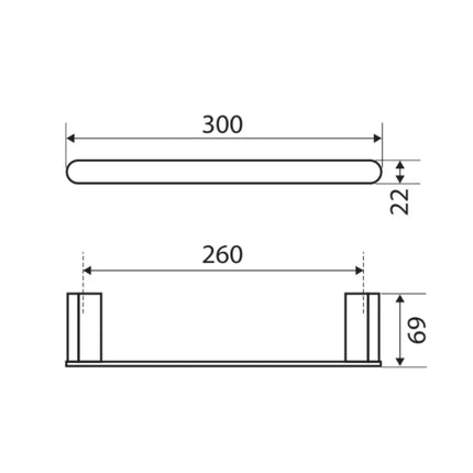 Fienza Lincoln 300mm Mixed Finish Hand Towel Rail ,