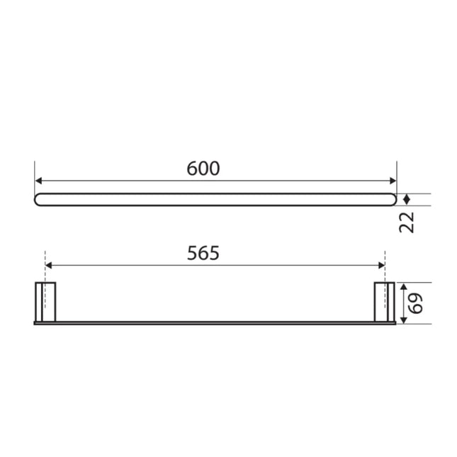 Fienza Lincoln 600mm Mixed Finish Single Towel Rail ,