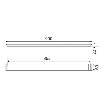 Fienza Lincoln 900mm Chrome Single Towel Rail ,