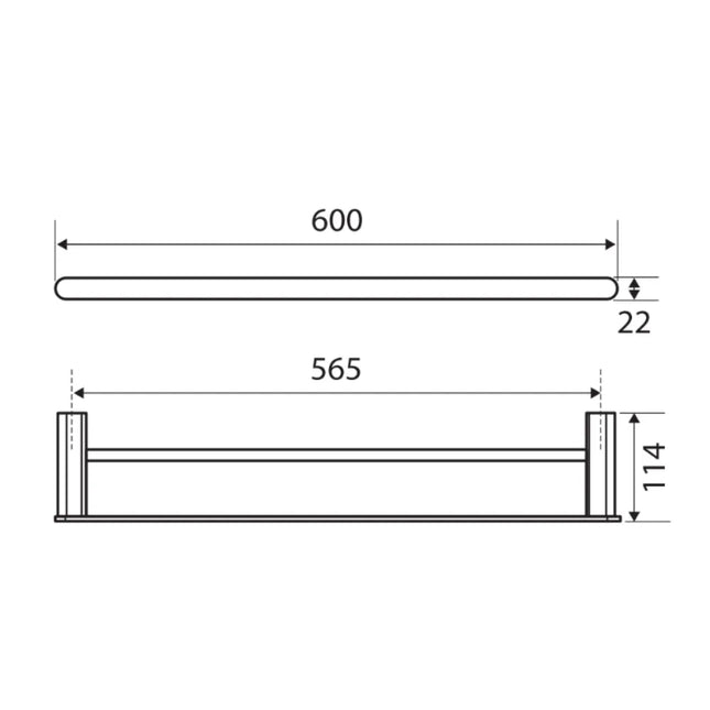 Fienza Lincoln 600mm Chrome Double Towel Rail ,