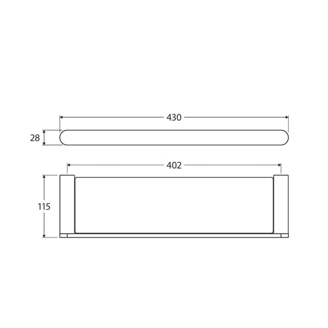 Fienza Empire Slim Glass Shelf Brushed Copper